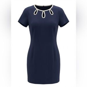 Talbots Navy Dress with White Trim